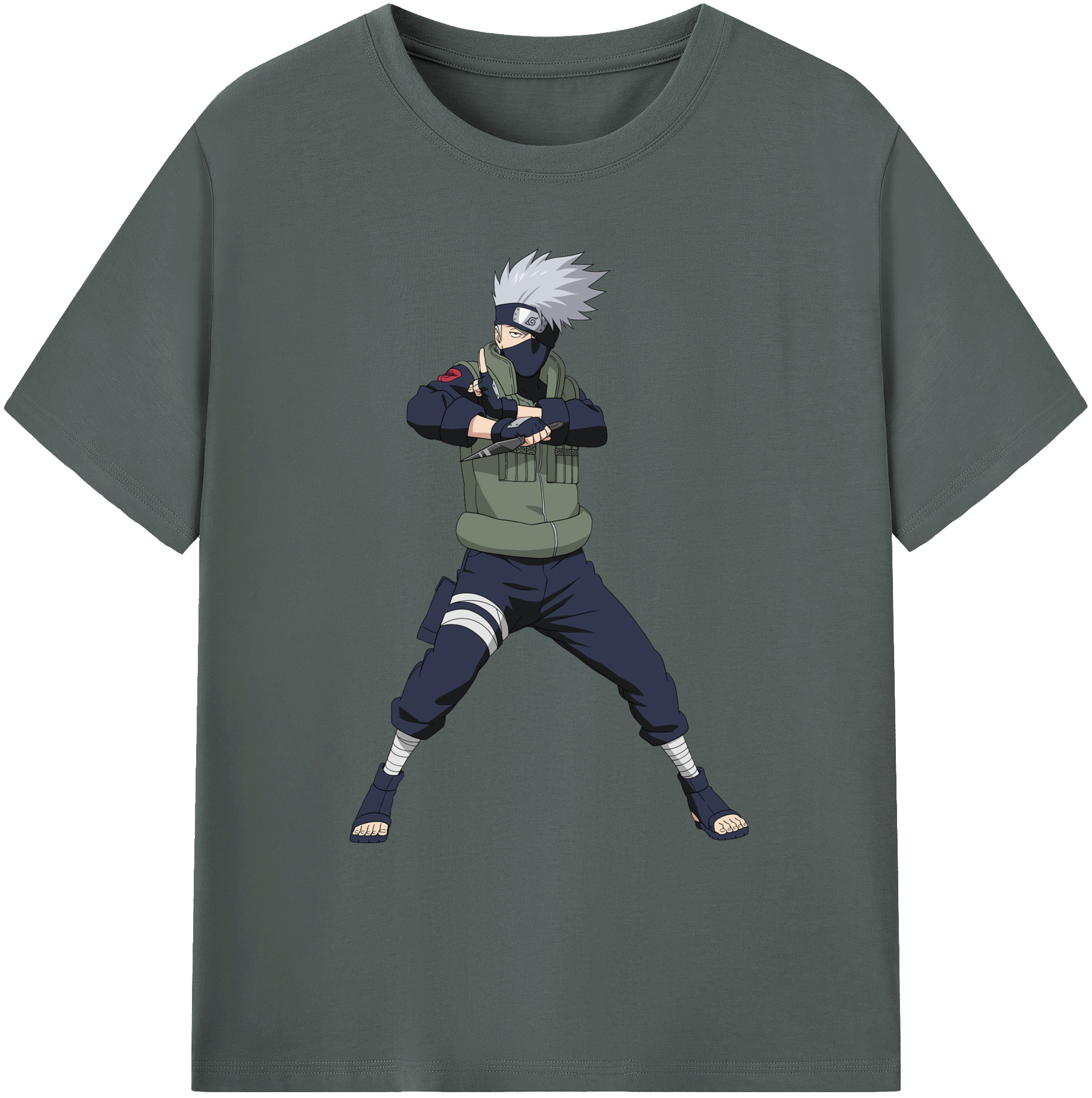 （画像用） NARUTO -ナルト- はたけ カカシ Hatake Kakashi 綿100％ メンズ半袖Tシャツ｜肌触りやわらか＆通気性